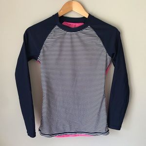 Gap Body Striped Navy and Pink Rash Guard Size S